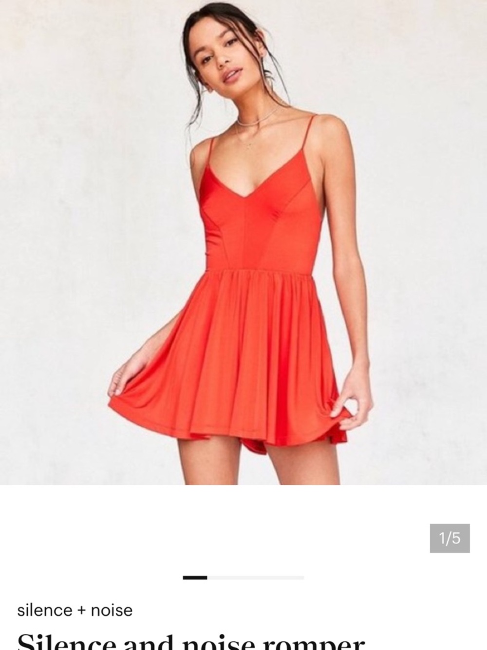 silence + noise Urban Outfitters Red Spaghetti-Strap Mini Romper